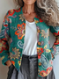 Cardigans Femmes Boho Ethnique Printemps / Automne Micro-élasticité Faire la navette Manches Longues Col Rond Régulier Droit
