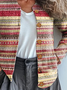 Cardigans Rayé Ethnique Hiver Poids lourd Quotidien Manches Longues Fil/fil de laine Mi-long Droit pour Femmes