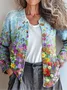 Cardigans Femmes Boho Ethnique Printemps / Automne Tricoté Faire la navette Ample Col Rond Droit Régulier