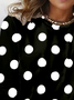 T-shirts Femmes Pois Polka Décontracté Printemps / Automne Micro-élasticité Quotidien Manches Longues Régulier Droit Régulier