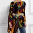 Chemisiers1 Décontracté Ethnique Printemps / Automne Micro-élasticité Quotidien Jersey Manches Longues Mi-long Droit pour Femmes
