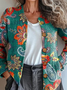 Cardigans Femmes Boho Ethnique Printemps / Automne Micro-élasticité Faire la navette Manches Longues Col Rond Régulier Droit