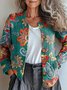Cardigans Femmes Boho Ethnique Printemps / Automne Micro-élasticité Faire la navette Manches Longues Col Rond Régulier Droit