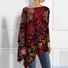 Chemisiers1 Décontracté Ethnique Printemps / Automne Micro-élasticité Quotidien Jersey Manches Longues Mi-long Droit pour Femmes