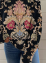 Sweat-shirts Décontracté Floral Printemps / Automne Polyester Micro-élasticité Quotidien Ample Col Roulé Régulier pour Femmes