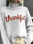 Sweat-shirts Décontracté Printemps / Automne Lettres de texte Polyester Micro-élasticité Quotidien Manches Longues Col Roulé Droit pour Femmes