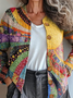 Cardigans Femmes Décontracté Printemps / Automne Soleil Tricoté Micro-élasticité Faire la navette Col Rond Droit Régulier