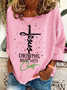 Sweat-shirts Décontracté Printemps / Automne Noël Quotidien Ample Manches Longues en Mélangé de Coton Droit Régulier pour Femmes