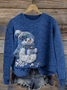 Pulls Décontracté Imprimé d'Animal Printemps / Automne Micro-élasticité Quotidien Coupe Régulière Col Rond Laine/Tricot Régulier pour Femmes