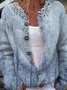 Cardigans Femmes Rétro impression en 3D Printemps / Automne Tricoté Micro-élasticité Ample Manches Longues Droit Régulier
