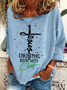 Sweat-shirts Décontracté Printemps / Automne Noël Quotidien Ample Manches Longues en Mélangé de Coton Droit Régulier pour Femmes