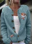 Cardigans Décontracté Floral Printemps / Automne Micro-élasticité Quotidien Ample Manches Longues Laine/Tricot Régulier pour Femmes
