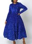 Femmes Géométrique Champagne Col Rond Confortable Robe Maxi Élégant