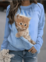 à Capuche Femmes Décontracté Printemps / Automne Lettres de texte Coton Sweat-shirt à Capuche Micro-élasticité Coupe Régulière Manches Longues Régulier