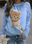 à Capuche Femmes Décontracté Printemps / Automne Lettres de texte Coton Sweat-shirt à Capuche Micro-élasticité Coupe Régulière Manches Longues Régulier