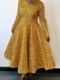 Femmes Géométrique Champagne Col Rond Confortable Robe Maxi Élégant