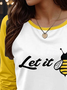 T-shirts Décontracté Lettres de texte Printemps / Automne Ample Jersey Manches Longues Col Rond Droit Régulier pour Femmes