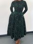 Femmes Géométrique Champagne Col Rond Confortable Robe Maxi Élégant