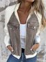 Col Châle Manches Longues Régulier Contrasté Couture Blouson Zip pour Femmes