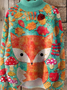 Sweat-shirts Décontracté Imprimé d'Animal Printemps / Automne Polyester Micro-élasticité Ample Col Roulé Droit Régulier pour Femmes