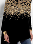Chemisiers1 Décontracté Bloc de Couleur Printemps / Automne Quotidien Ample Jersey Manches Longues Mi-long Régulier pour Femmes