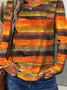 T-shirts Rayé Décontracté Printemps / Automne Micro-élasticité Ample Jersey Col Rond Régulier Droit pour Femmes