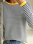 T-shirts Femmes Rayé Décontracté Printemps / Automne Micro-élasticité Quotidien Ample Jersey Manches Longues Droit