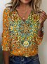 T-shirts Décontracté Ethnique Printemps / Automne Aucune élasticité Coupe Régulière Manches Longues Régulier Droit T.-N.-L. pour Femmes