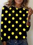 T-shirts Femmes Pois Polka Décontracté Printemps / Automne Micro-élasticité Quotidien Manches Longues Régulier Droit Régulier