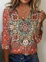T-shirts Décontracté Ethnique Printemps / Automne Aucune élasticité Coupe Régulière Manches Longues Régulier Droit T.-N.-L. pour Femmes