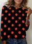 T-shirts Femmes Pois Polka Décontracté Printemps / Automne Micro-élasticité Quotidien Manches Longues Régulier Droit Régulier