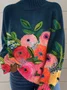 Sweat-shirts Décontracté Floral Printemps / Automne Polyester Quotidien Ample Manches Longues Droit Régulier pour Femmes