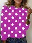 T-shirts Femmes Pois Polka Décontracté Printemps / Automne Micro-élasticité Quotidien Manches Longues Régulier Droit Régulier