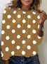 T-shirts Femmes Pois Polka Décontracté Printemps / Automne Micro-élasticité Quotidien Manches Longues Régulier Droit Régulier