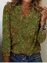 T-shirts Femmes Sexy Plain Printemps / Automne Polyester Col V Quotidien Régulier Droit Régulier