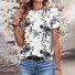 T-shirts Décontracté Floral Été Ample Jersey Manches Courtes Col Rond Régulier Régulier pour Femmes
