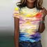T-shirts Décontracté Bloc de Couleur Été Micro-élasticité Quotidien Ample Jersey Manches Courtes Régulier pour Femmes