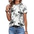 T-shirts Décontracté Floral Été Ample Jersey Manches Courtes Col Rond Régulier Régulier pour Femmes