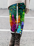 Pantalons De Yoga Femmes Décontracté Toutes Les Saisons Sapin de Noël Naturel à Haute Élasticité Serré Jersey Legging Régulier