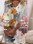 Femmes Floral Blanc Col V Confortable Mini Robe Décontracté