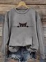 Sweat-shirts Rétro Printemps / Automne impression en 3D Polyester Quotidien Ample Manches Longues Droit Régulier pour Femmes