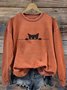 Sweat-shirts Rétro Printemps / Automne impression en 3D Polyester Quotidien Ample Manches Longues Droit Régulier pour Femmes