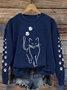 Sweat-shirts Femmes Rayé Décontracté Printemps / Automne Coton Micro-élasticité Vacances Ample Manches Longues Col Rond