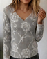 T-shirts Rétro Printemps / Automne impression en 3D Col V Aucune élasticité Quotidien Coupe Régulière Standard Droit pour Femmes