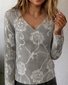T-shirts Rétro Printemps / Automne impression en 3D Col V Aucune élasticité Quotidien Coupe Régulière Standard Droit pour Femmes