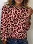 T-shirts Femmes Décontracté Printemps / Automne Motif Léopard Micro-élasticité Quotidien Jersey Manches Longues Régulier Régulier