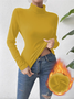 T-shirts Décontracté Plain Printemps / Automne Quotidien chaleur Standard Manches Longues Droit Élasticité moyenne pour Femmes
