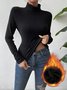 T-shirts Décontracté Plain Printemps / Automne Quotidien chaleur Standard Manches Longues Droit Élasticité moyenne pour Femmes