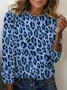 T-shirts Femmes Décontracté Printemps / Automne Motif Léopard Micro-élasticité Quotidien Jersey Manches Longues Régulier Régulier