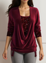 Chemisiers1 Femmes Pois Polka Décontracté Printemps / Automne Quotidien Ample Dentelle Jersey Manches Longues Col Rond